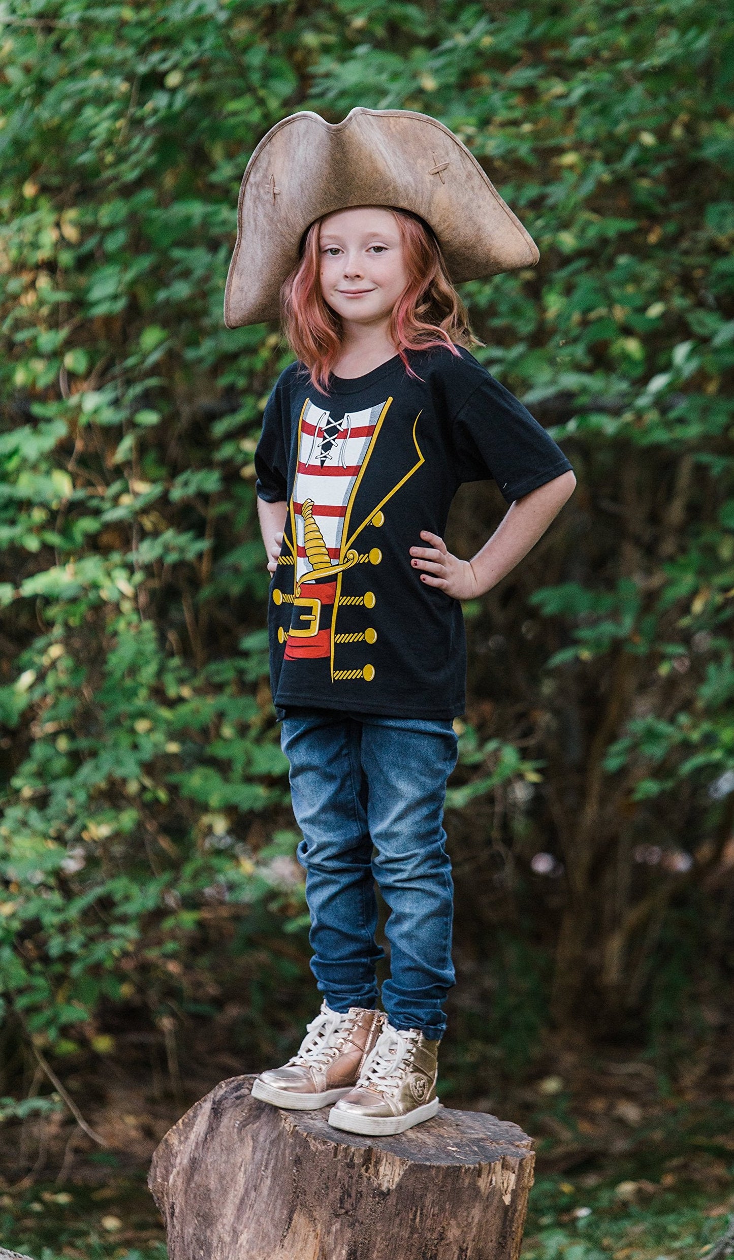 Ann Arbor T-shirt Co. Pirate Costume | Jumbo Print Novelty Funny Caribbean Cruise Shirt Youth T-Shirt-Youth,L
