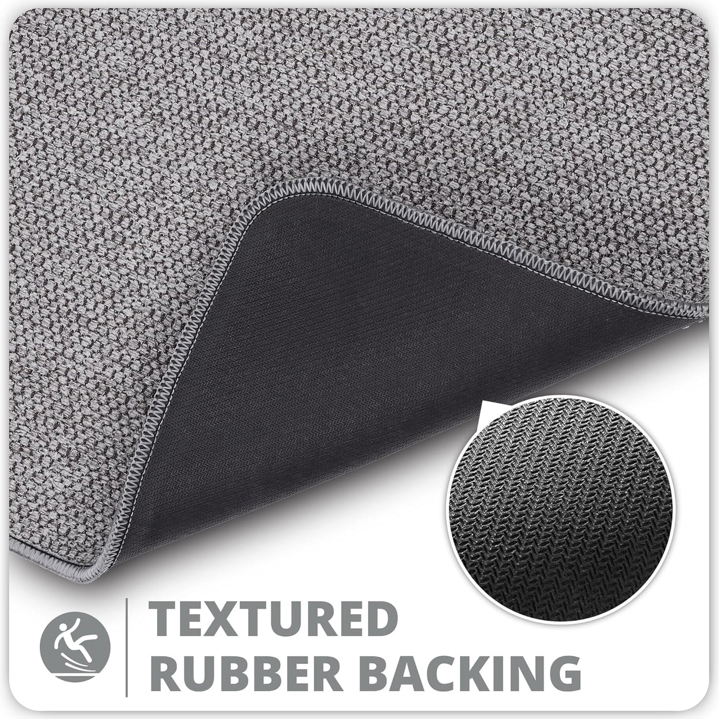 Bathroom Rugs Set 2 Pieces,Thin Bathroom Mats,Toilet Rugs,Quick Dry,Non-Slip,Machine Washable,Low Pile,Absorbent Bath Mats,Shower,Sink,Home Decor Accessories.Grey,1'5"x2'3"+1'8"x2" U Shape