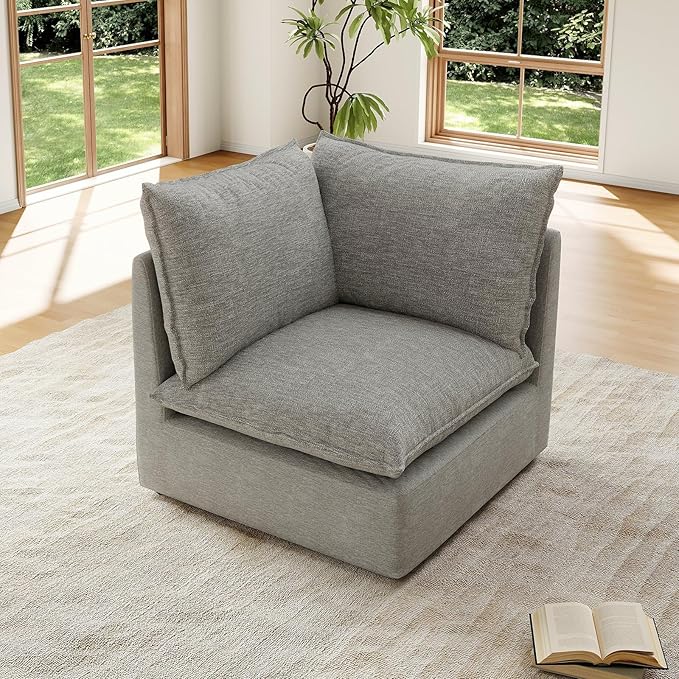 Forest aesthetics Cloud Modular Sectional,Corner Waterproof High Backrest Sectional Sofas,Down Filled Modular Couch with Removable Washable Cover for Living Room,Dark Gray