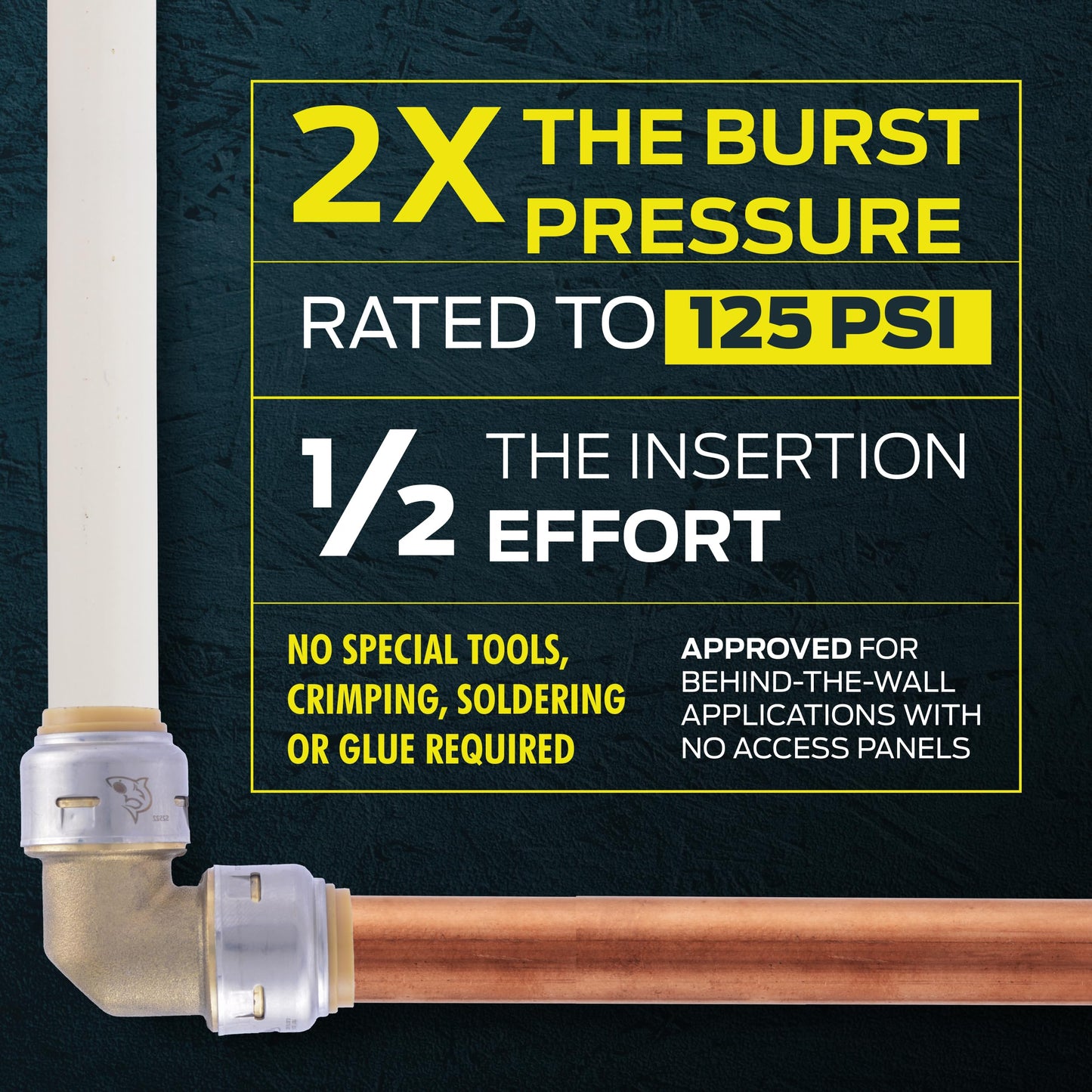SharkBite Max 1/2 x 3/8 Inch Compression Angle Stop Valve, Quarter Turn, Push to Connect Brass Plumbing Fitting, PEX Pipe, Copper, CPVC, PE-RT, HDPE, UR23036