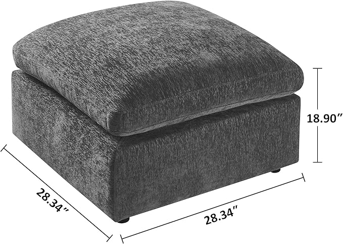 VANOMi Upholstered Square Modular Ottoman for Modular Sectional Sofa, Ottoman Footrest and Seat Cube for Living Room, Chenille