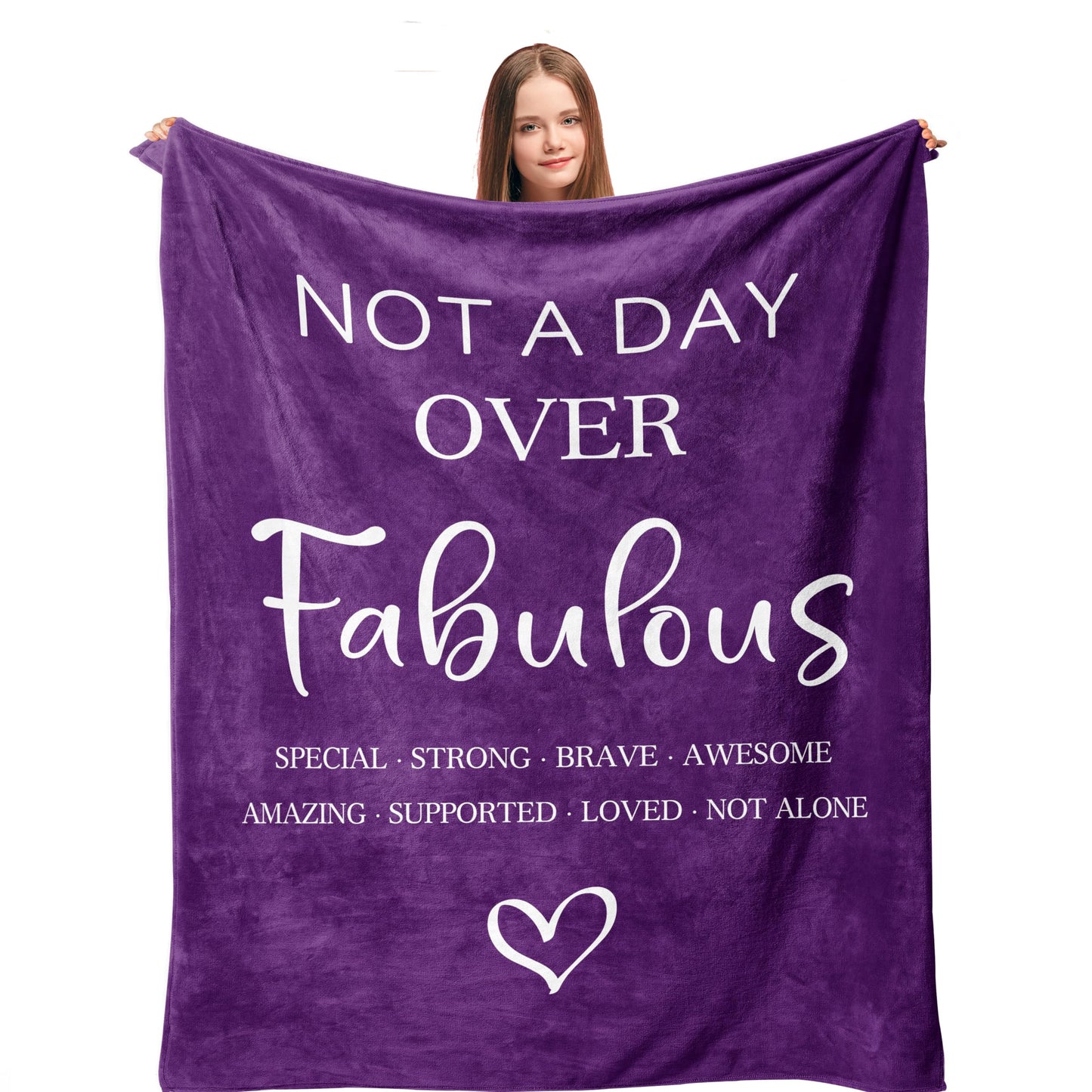 Linxher Gifts for Women, Birthday Gifts for Women Friendship, Sister/Mom/Best Friend Birthday Gift Idea, Unique Birthday Gifts for Her, Purple Throw Blanket 60” x 50”, Not a Day Over Fabulous Gifts