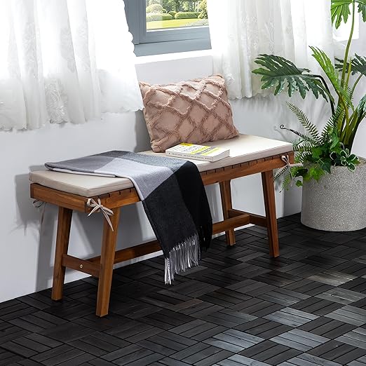 VICTORY RELAX Acacia Wood Decking Tiles 27PCS - Easy Snap Interlocking Deck Tiles for Patio Poolside Balcony Decor - All Weather Waterproof Flooring for Indoor & Outdoor (Round Joints)