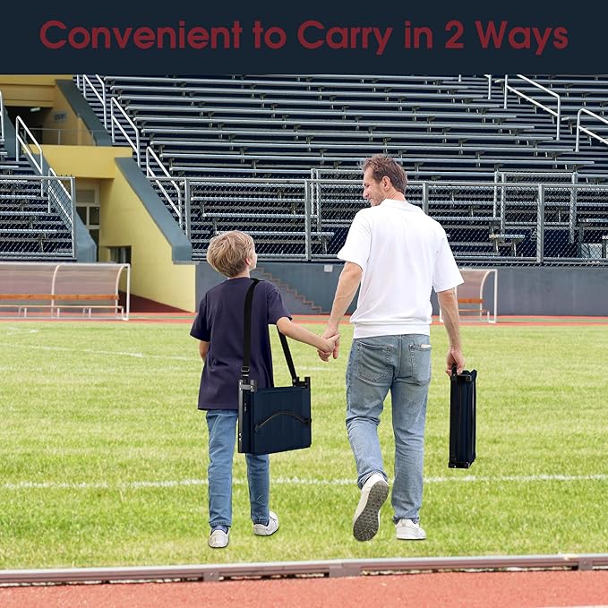 Halituny Stadium Seat for Bleachers with Back Support, Portable Bleacher Seat with Wide Comfy Padded Cushion, Metal Hook, Folding Stadium Chair with Shoulder Strap, Carry Handle, Cup Holder