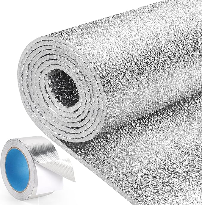 HADOR Window Insulation for Winter, Reflective Insulation Roll 48 in X 10 Feet, Double-Sided Aluminum Foam Core Radiant Ba...