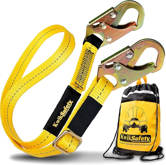 KwikSafety Positioning Lanyard - 4' to 6' Adjustable, No Shock Absorber, ANSI/OSHA Rated for Tree Climbing, Roof Work, Saf...