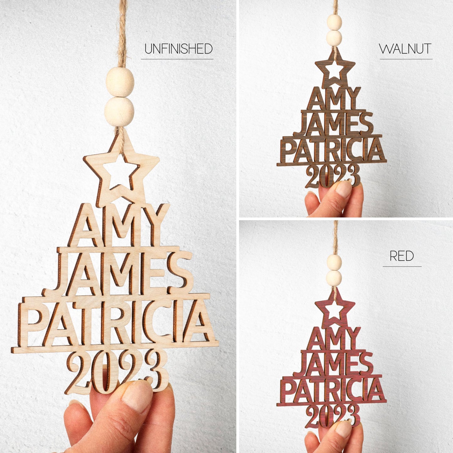 Lily's Atelier Family Tree Ornament Personalized w/Name - Up to 7 Names 2023 Christmas Xmas Ornaments Keepsake for Relatives, Custom Family, Shaped