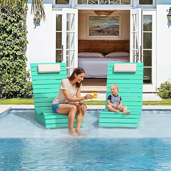 Homenjoy HDPS Pool Lounge Chairs, Use in Pools Lounge Chairs up to 10-Inches of Water, Chaise Chairs with Headrest, Lounge Chair Outdoor, Fade-Resistant Pool Lounger for Deck