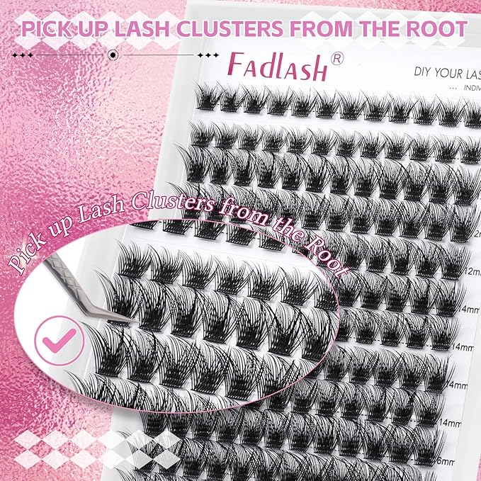 Lash Clusters 10-16mm 144pcs Mixed Tray Individual Lashes D Curl Individual Lashes Cluster Eyelash Extensions DIY Lash Extensions Eyelash Clusters Eyelash Extension Kit at Home (JN1-0.07D, 10-16mm)