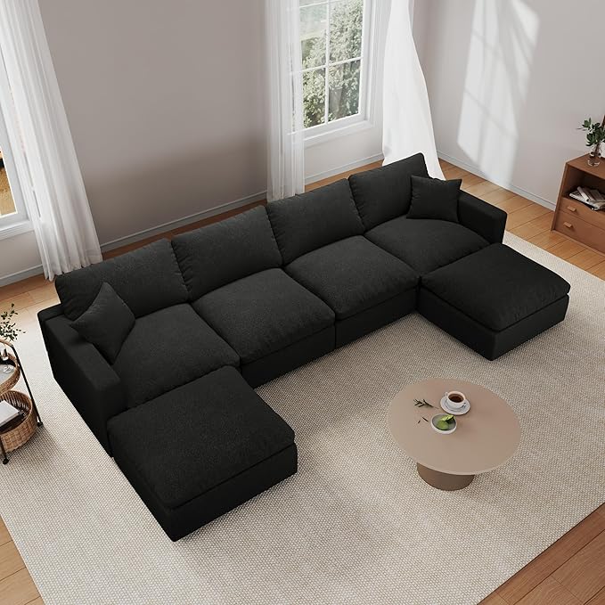 Modular Sectional Sofa Couch for Living Room, Convertible Upholstered Comfy Couches Deep Seat Sofa | Removable & Washable Cushion Covers, Filled with Down Cotton | Free Combination Sleeper Sofa Bed