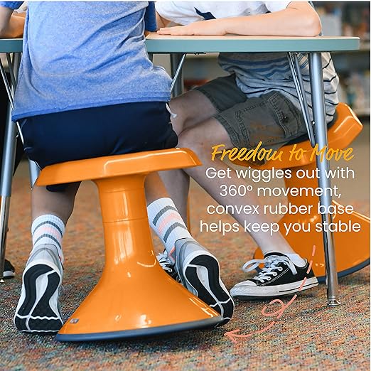 ECR4Kids ACE Active Core Engagement Wobble Stool, 15-Inch Seat Height, Flexible Seating, Orange