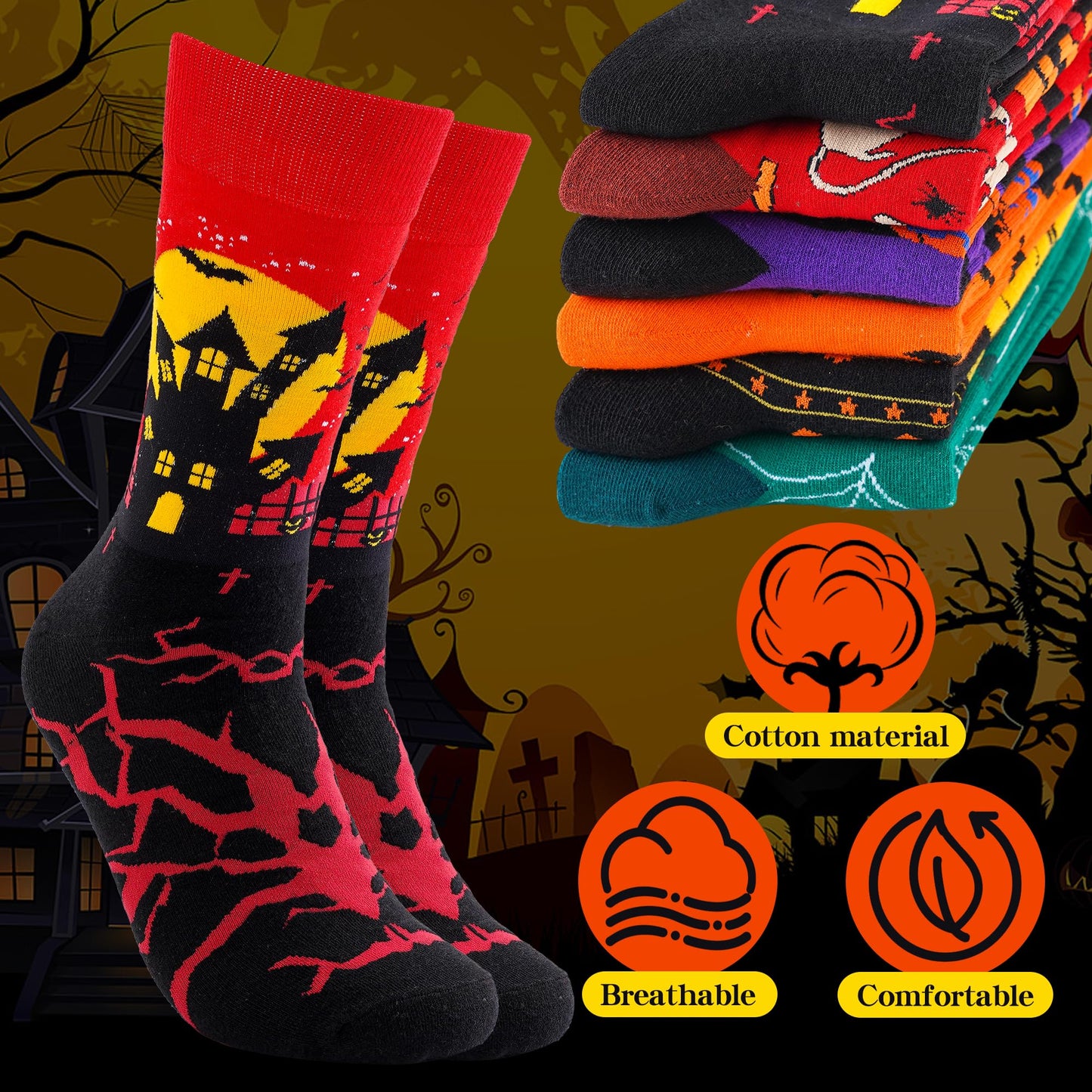BONANGEL Mens Dress Socks Fun Funny Colorful Crazy Crew Dress Socks For Men 9-12