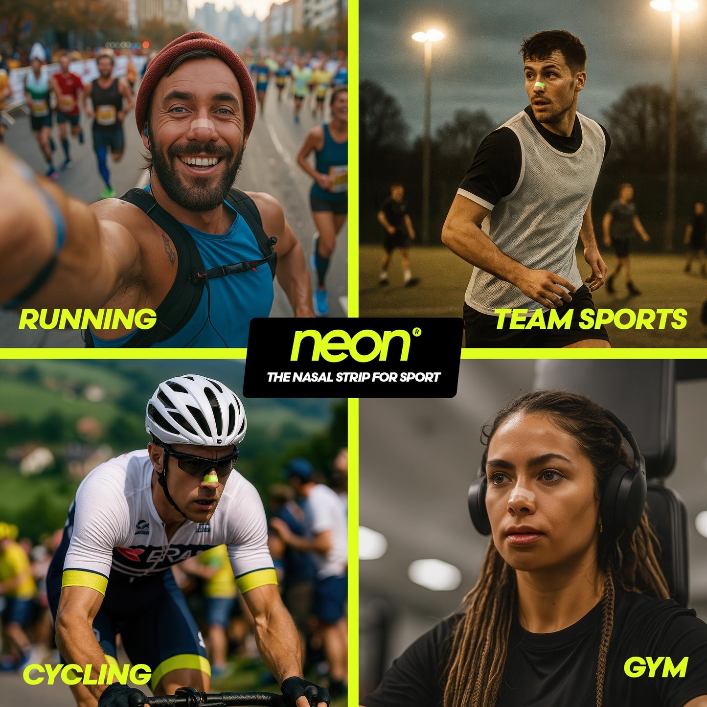 Neon Performance - Nasal Strips (60 Count) - Oil & Sweat Resistant Adhesive - Athletic Nasal Strips for Sport & Nose Strips for Snoring & Sleeping - Nose Strips for Breathing (Clear Transparent)