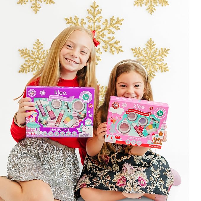 Klee Naturals Holiday Deluxe Mineral Makeup Kit. Gentle and Non-Toxic. Perfect for Kids and Tweens. Made in USA. (Festive Jingles)