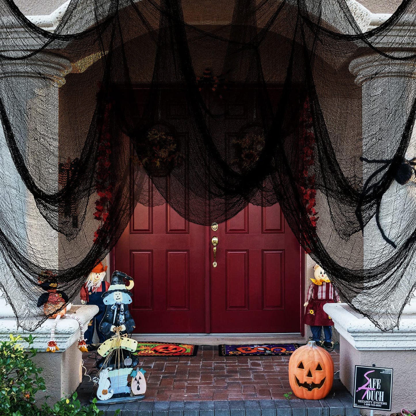 Halatool 4 PCS Halloween Creepy Cloth 30 X 90 in Black Spooky Cheesecloth Scary Hanging Gauze Decor for Halloween Party Supplies Haunted Houses Windows Doorways Indoors & Outdoors
