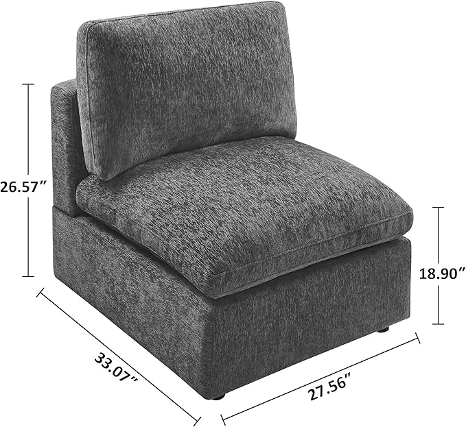 VANOMi Modern Upholstered Middle Module for Modular Sectional,Sectional Sofa Couch Accent Armless Chair, Chenille