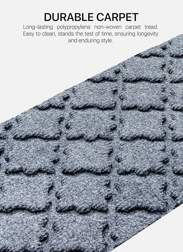 Outdoor Stair Treads Non-Slip 35”x10” (6-Pack) – Carpet Treads with Rubber Backing Moroccan Grey