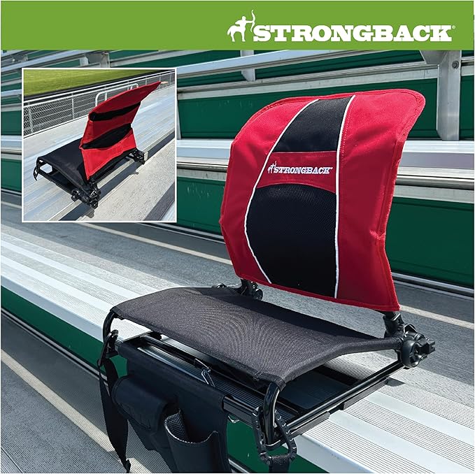 STRONGBACK Lumbar Support Stadium Seat for Bleachers – Ergonomic Chair with Back Support for Adults & All-Day Comfort