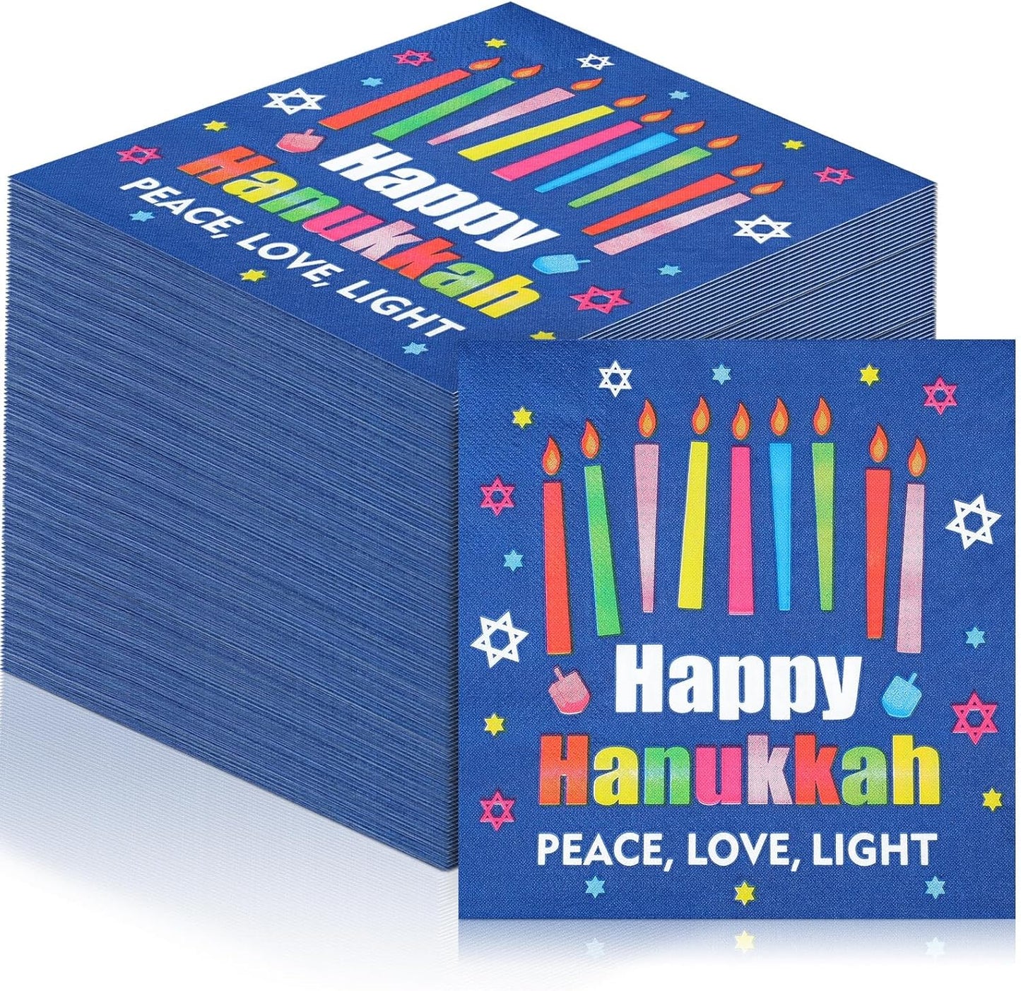 60 Pcs Happy Hanukkah Cocktail Paper Napkins 6.5 x 6.5 Inches Disposable Paper Napkins Dessert Beverage Napkin for Decoupage Luncheon Napkin for Party Wedding Birthday Party