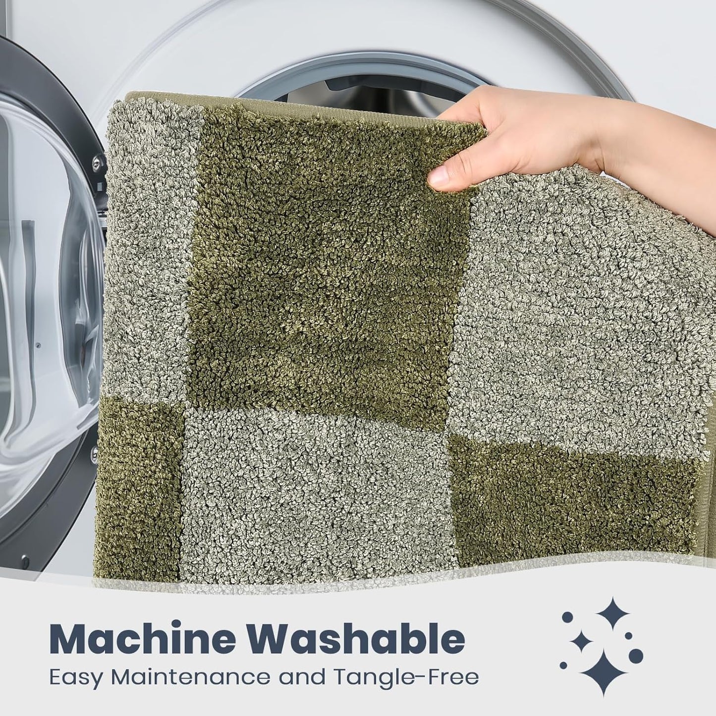 PURRUGS Bathroom Rug Non-Slip Machine Washable 20" x 30", Super Absorbent and Quick-Dry Bath Mat, Extra Soft and Plush Bath Rug for Shower, Bathtub and Sink, Sage Green & Olive Green
