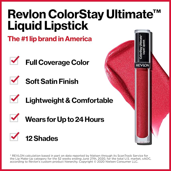 Revlon ColorStay Ultimate Liquid Lipstick, Longwear Rich Lip Colors, Wears for Up to 24 Hours, Satin Finish, 010 Premium Pink, 0.1 fl oz