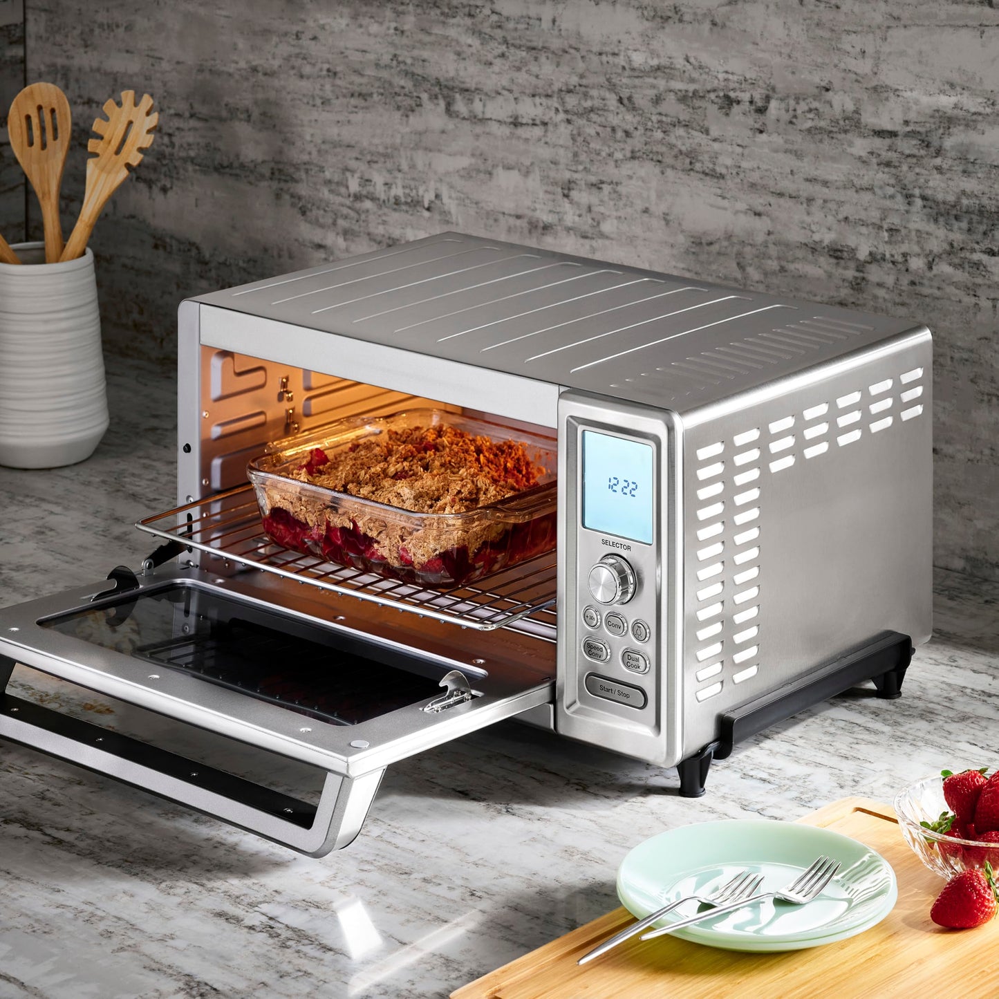Cuisinart Chef’s Convection Toaster Oven, 1800-Watt Electric Oven with 15 Cooking Functions, Fits 13" Pizza, 9"x13" Baking Pan, and Full-Size Chicken, Nonstick Interior, TOB-260N1NAS, Stainless Steel