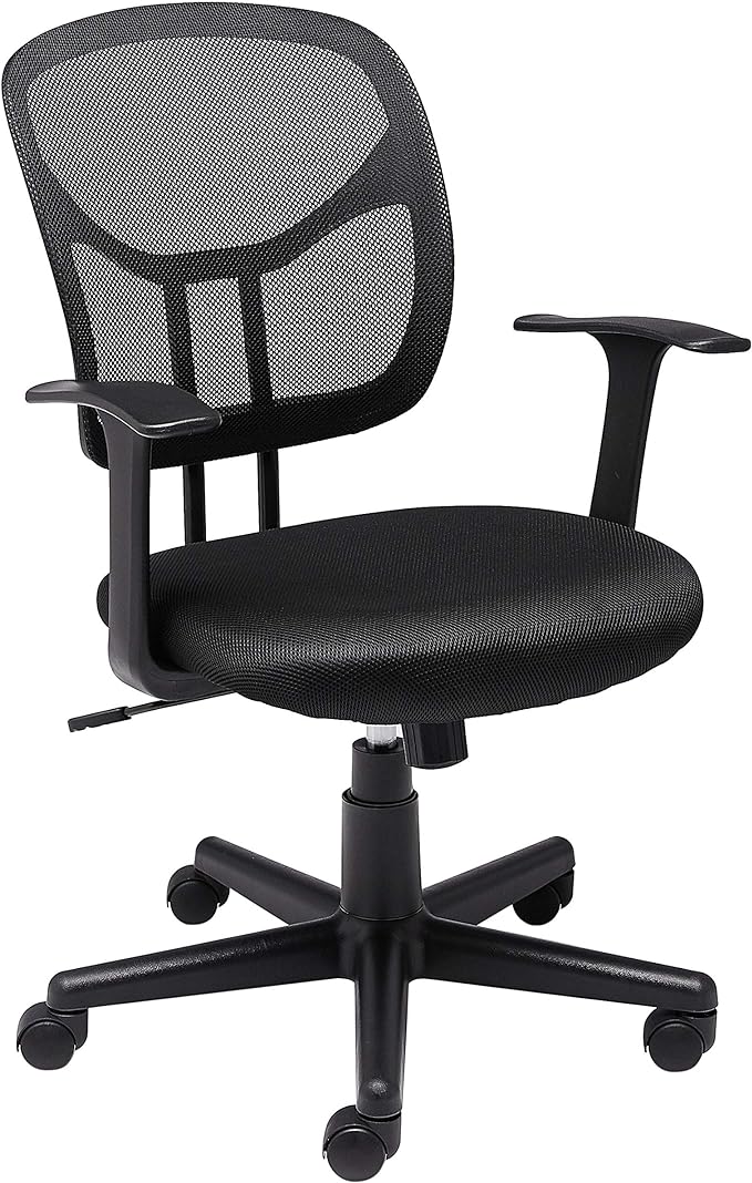 Amazon Basics Mesh Mid-Back Adjustable-Height 360-Degree Swivel Office Desk Chair with Armrests, Lumbar Support and Easy t...