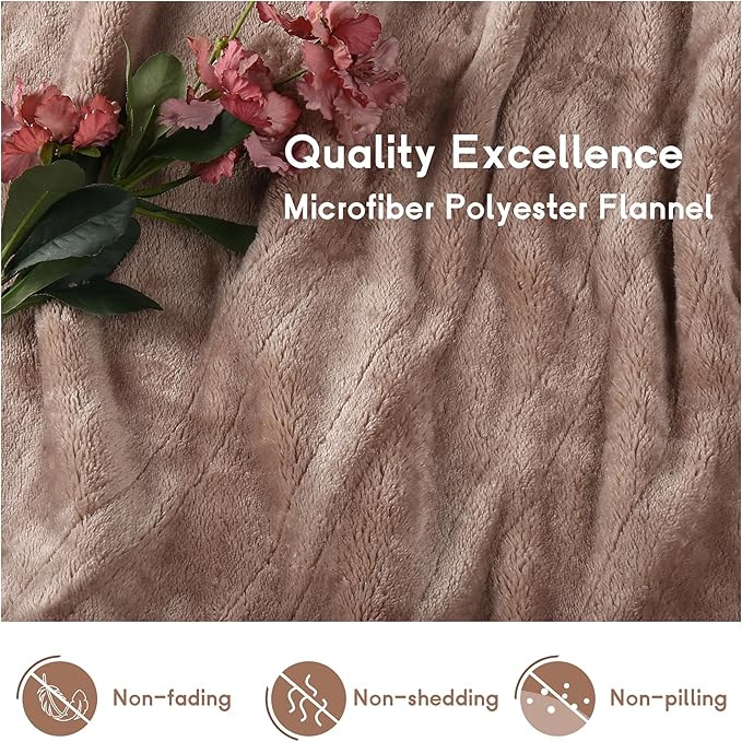 Heated Blanket Electric Throw Size 50''x60'' with 9 Heating Levels, 3 Hour Auto Shut Off, Machine Washable, Flannel & Sherpa Double-Sided Soft Warming Blanket for Couch, Bed, Office - Brown