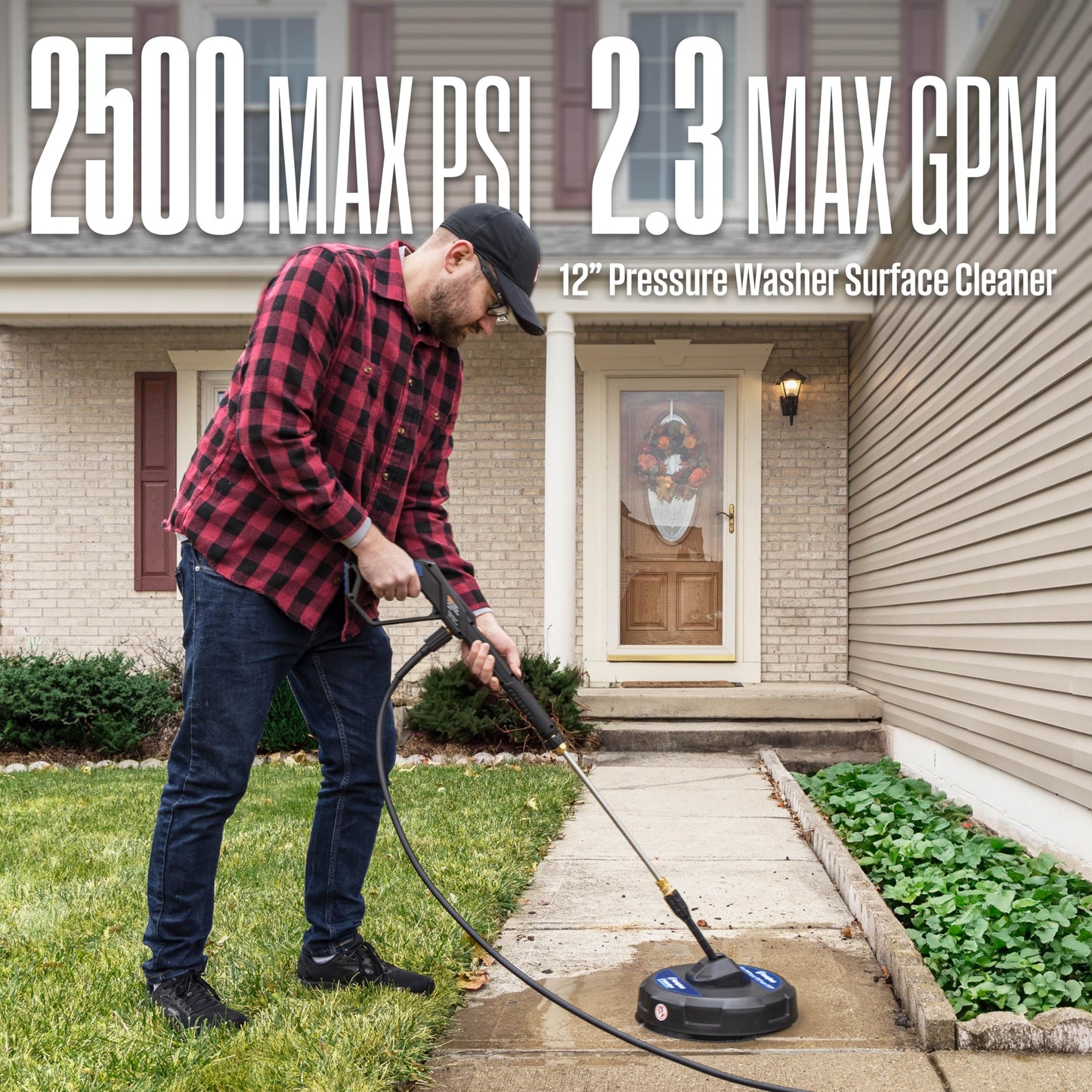 Westinghouse ePX3100 Electric Pressure Washer, 2300 Max PSI 1.76 Max GPM with Anti-Tipping Technology, Onboard Soap Tank, Pro-Style Steel Wand, 5-Nozzle Set + 12 Inch 2500 Max PSI Surface Cleaner