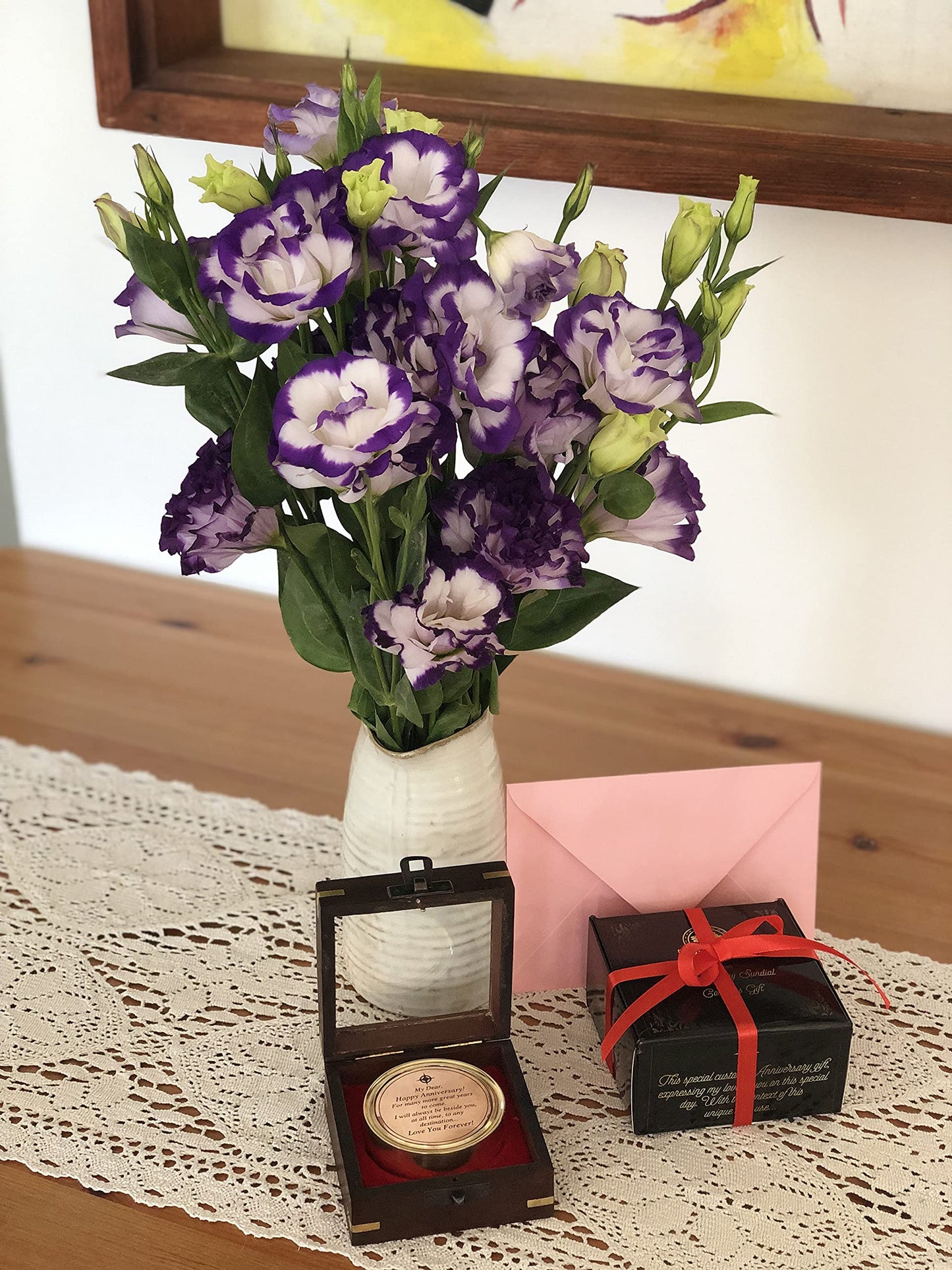 OakiWay Anniversary Sundial Compass Gift for Him or Her - Unique Gift Ideas for Husband or Wife, Men Wedding Anniversary 50th 40th 25th 20th Year Celebration, Gift Card Included