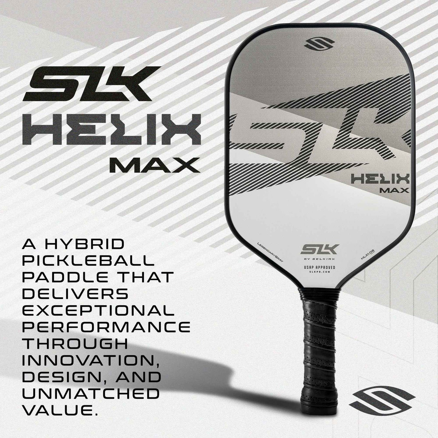 Selkirk Sport SLK Helix Pro Legend Gray Pickleball Paddle & Pro S1 12pk Pickleball Ball Bundle