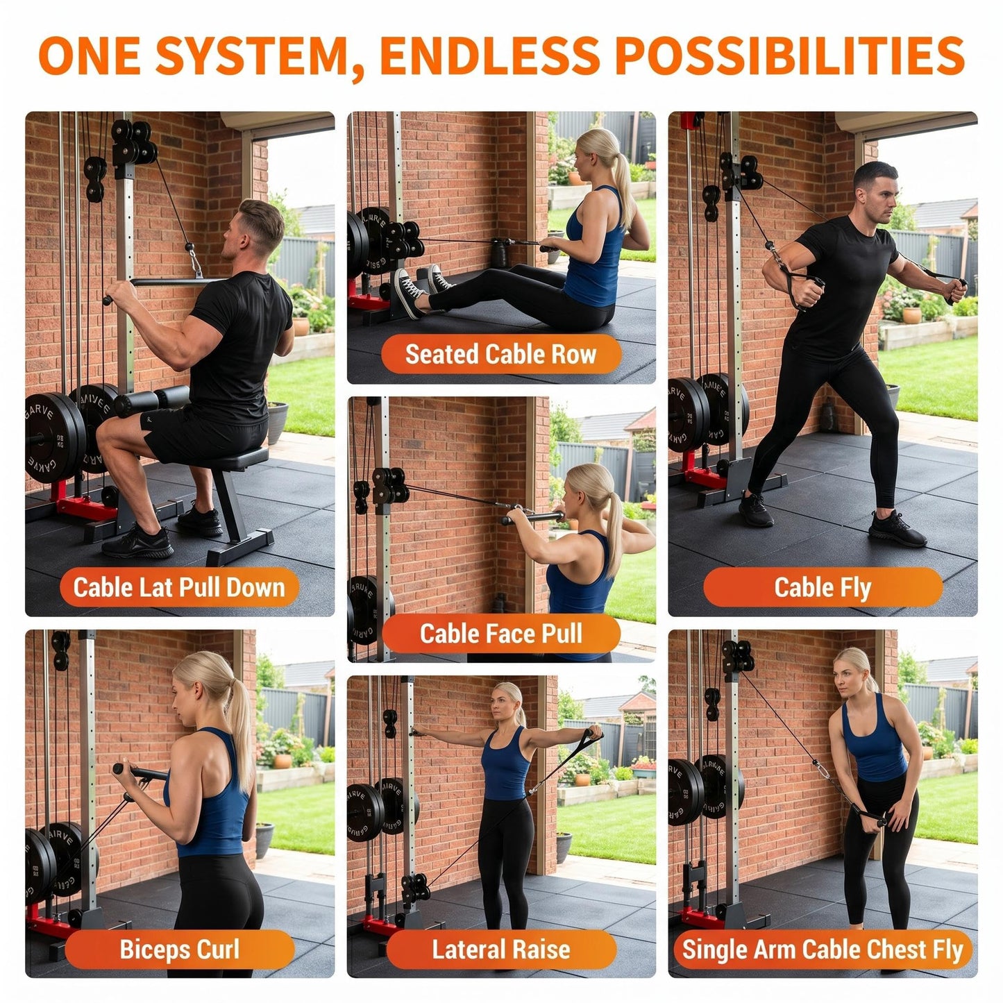 Garvee Wall Mount Cable Machine, Dual Pulley Cable Crossover System with 19 Adjustable Positions & 400LBS Capacity - All-in-1 Home Gym Equipment with Accessories for Strength Training