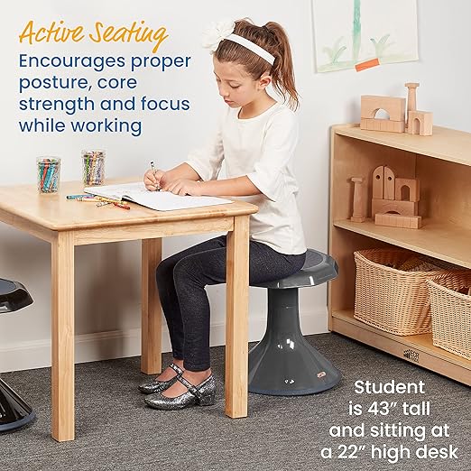 ECR4Kids ACE Active Core Engagement Wobble Stool, 15-Inch Seat Height, Flexible Seating, Grey