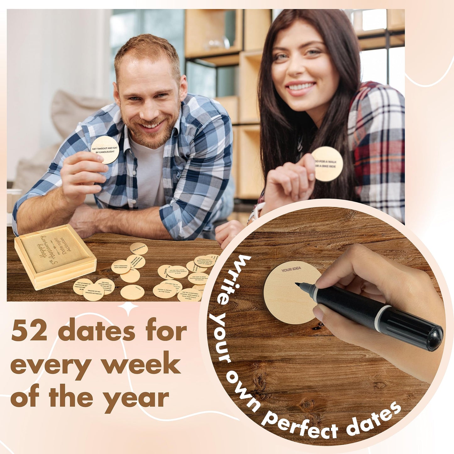 STOFINITY 5 Year Anniversary Wooden Gifts for Him Her - 5th Anniversary Traditional Gifts for Wife Husband, 5 Year Marriage Gift for Couple, Fifth Wedding Present for Men
