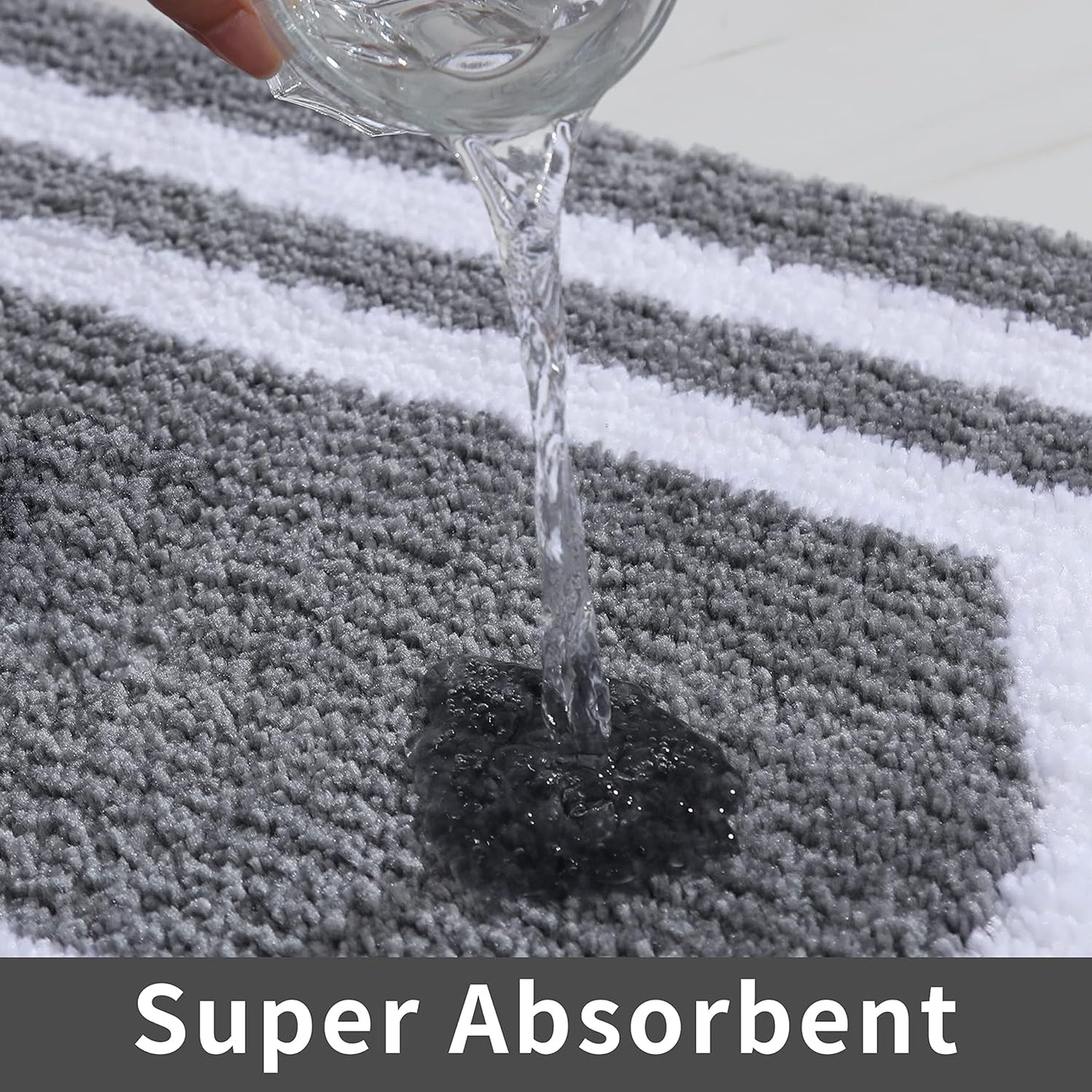COSY HOMEER Extra Thick Bath Rugs Set - Anti-Slip Bath Linen Sets Mats Soft Plush 100% Strong Polyester Living Room Bathroom Water Absorbent(Grey,24x48+20×32 - Inches)