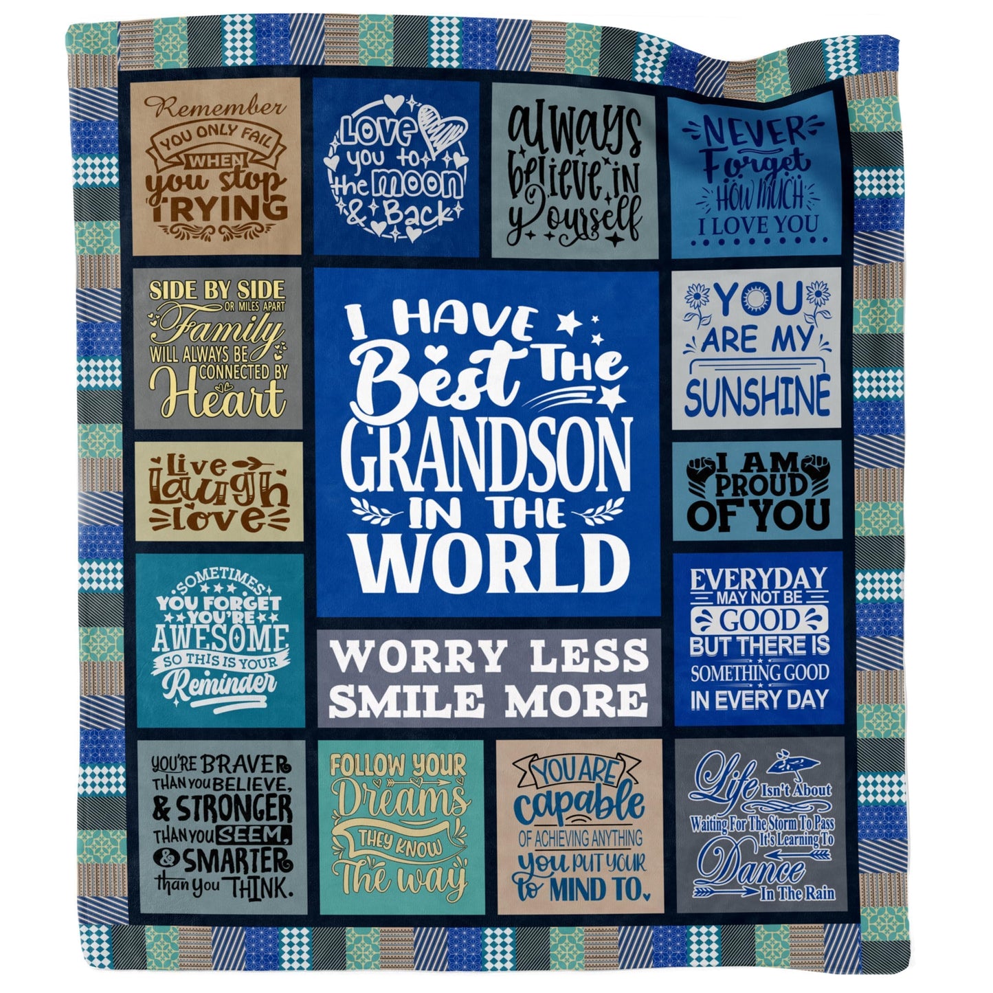 Dulkjio Grandson Gifts from Grandma Grandpa, Birthday Gifts for Grandson, Grandson Gifts from Grandparents, Fathers Day to My Grandson Gifts Throw Blanket 60"X50"