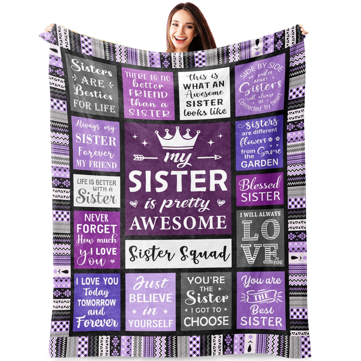 Sister Blanket, Sister Birthday Gifts, Sisters Gift from Sis, Birthday Gifts for Her, Bestie Gift, Best Sisters Ever Gift for Women on Graduation, Mother's Day, Christmas, 60"x50" Throw Blanket