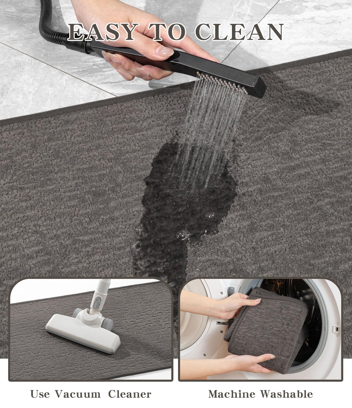 chakme Bathroom Rugs Mat 24x17, Ultra Thin Non Slip Bath Mat Small Quick Dry Absorbent Bath Mat for Bathroom Floor, (Grey, 24"x17")