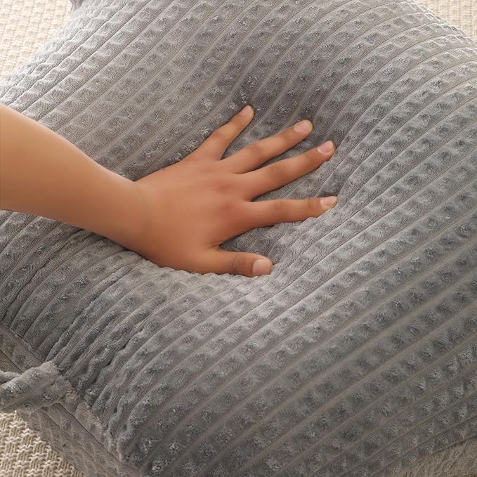 PAJEO Reading Pillow for Sitting in Bed, Large Backrest Reading Pillow with Arm Rest,Back-Rest Support Cushion for Sit Up on Couch, Sofa, and Floor, Dorm Essentials (Grey Flannel, Standard(17inch))