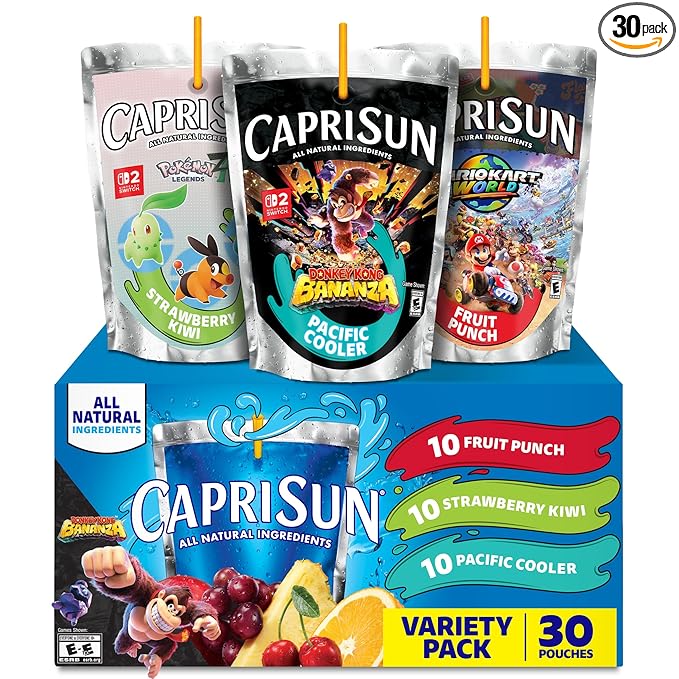 Capri Sun Fruit Punch, Strawberry Kiwi and Pacific Cooler Flavored Juice Drink Blend Variety Pack, 30 ct Box, 6 fl oz Pouches
