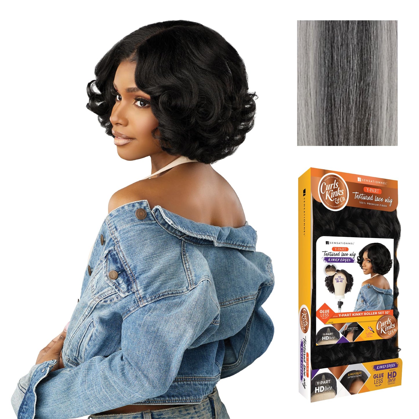 Sensationnel Curls Kinksandco Kinkyedges Wig - Kinky Roller Set 10 Inch Y Part Lace Natural Kinkytexture Edged Hairline for Natu