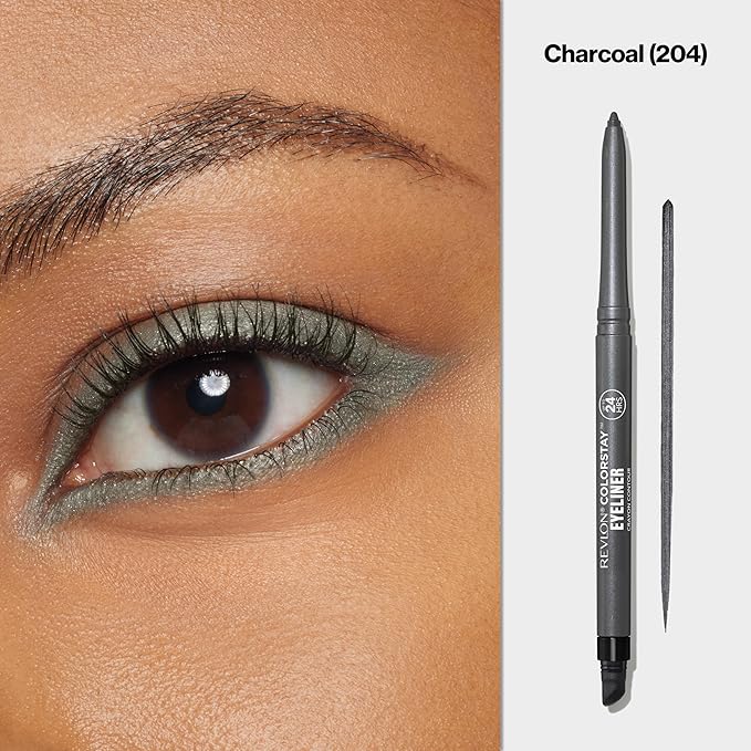 REVLON ColorStay Pencil Waterproof Eyeliner, Smudge-Proof, Eye Makeup with Built-In Sharpener, Packaging May Vary, 204 Charcoal, 0.01 oz