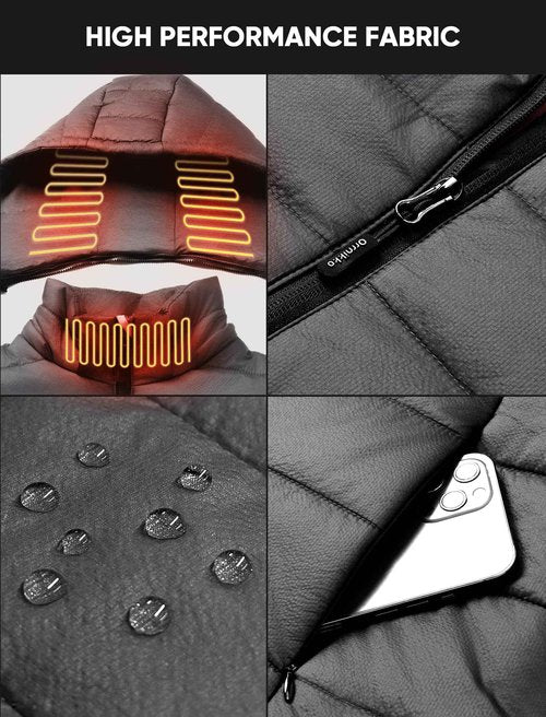 [2025 All-New] Heated Vest for Men - 7.4V 16000mAh Battery Pack and Detachable Heated Hood, Mens Heated Vest