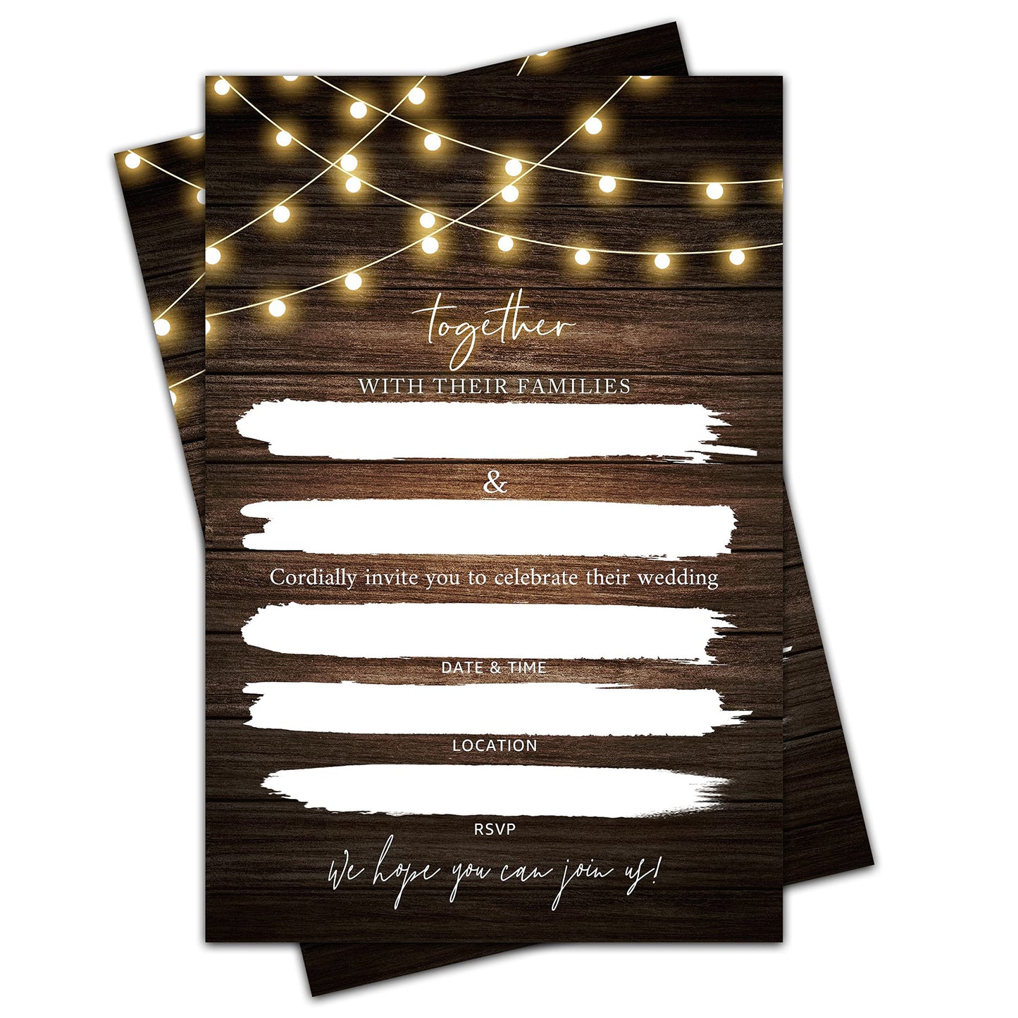 mermermu Wedding Invitation Cards with Envelopes - Rustic Wooden Fill in The Blank Bridal Shower Invite Cards, Party and Receptions Supplies, 25 Invites With Envelopes - 010TOGETHER