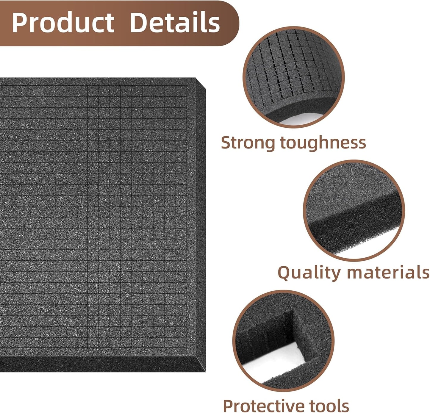 DECOHS 4 Pcs Pick and Pluck Foam- 16 x 12 x 2 Inch Pick Apart Foam Insert- Pluck Pre Cube Sheet Foams with Bottom Use for Board Game Box Cases Storage Drawer