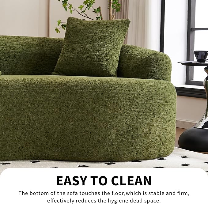 110" Oversized Modern Curved Cloud Sectional Sofa, Luxury Plush Chenille 4-Seater Deep Wide Seat Couch with 4 Pillows, No Assembly Needed Apartment Living Room Furniture, Beige