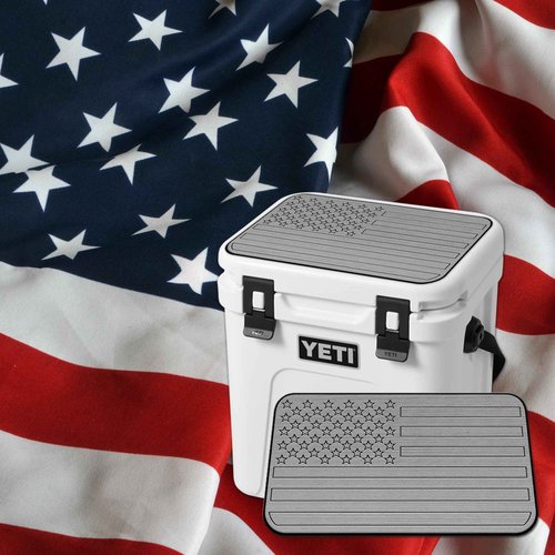USATuff SeaDek EVA Mat Cooler Pad fits YETI 24 Roadie | Peel & Stick Application | Non Slip Comfort Accessories - US Flag (StormGray-Black)