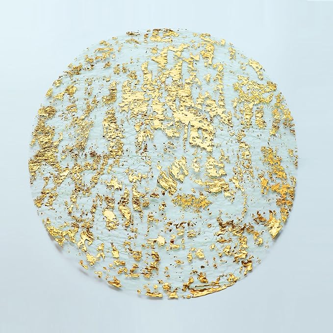 Snowkingdom Gold Placemats Set of 50 Round 13 Inch Foil Mesh Pressed Bulk Disposable Fall Table Mates 50 Pack Gold Doilies...