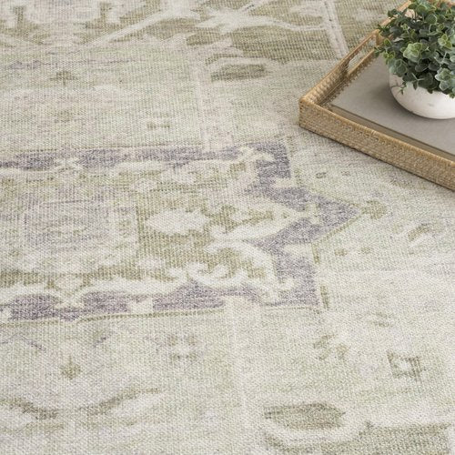 Nourison Home Vintage Washables Green 4' x 6' Area Rug - Easy Clean, Non Shedding, Bed Room, Living Room, Dining Room, Kitchen (4' x 6')