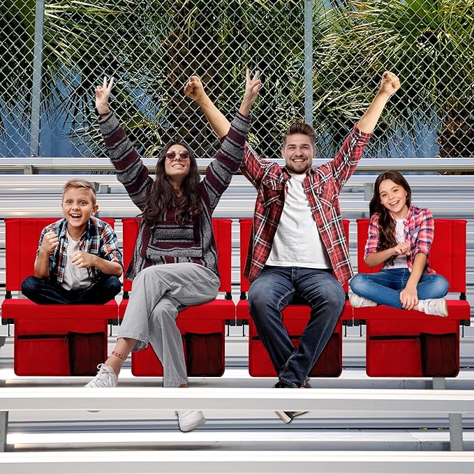 Halituny Stadium Seat for Bleachers with Back Support, Portable Bleacher Seat with Wide Comfy Padded Cushion, Metal Hook, Folding Stadium Chair with Shoulder Strap, Carry Handle, Cup Holder